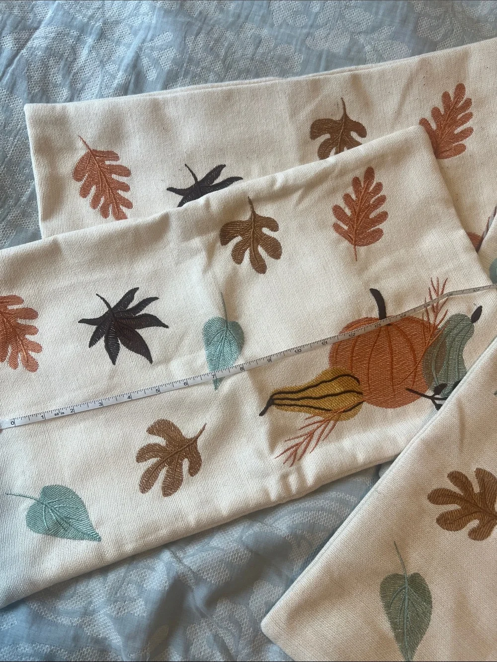 Autumn Harvest Pumpkin Embroidered Pillow Covers- Cream